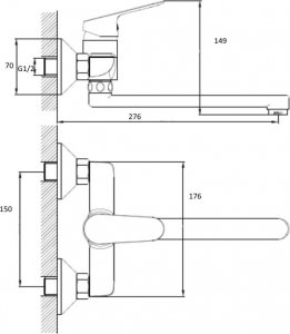 Bateria kuchenna Sotbe Vantaa ścienna chrom (VAN-SKW- 30245534) 5