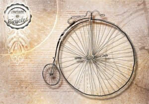 DecoNest Fototapeta - Vintage bicycles - sepia - 300X210 1
