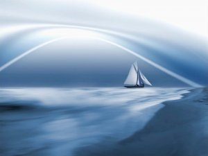 DecoNest Fototapeta - Lonely sail drifting - 300X231 1