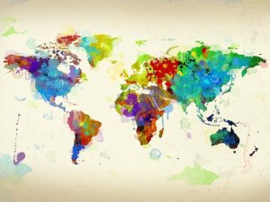 DecoNest Fototapeta - Paint splashes map of the World - 300X231 1