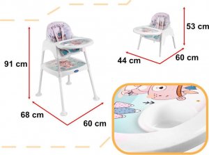 Krzesełko do karmienia stoliczek 3w1 niebieski 4
