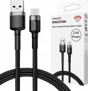 Kabel USB Feegar USB-A - microUSB 1 m Czarny (FEE-01902) 2