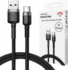 Kabel USB Feegar USB-A - USB-C 1 m Czarny (FEE-01900) 2