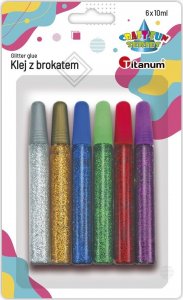 Titanum Klej z brokatem 6 kolorów x 10ml Titanum Craft-Fun Series 1