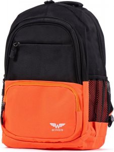 Wings Wings  Plecak turystyczny miejski z przegrodą na laptopa - czarny/pomarańczowy 2