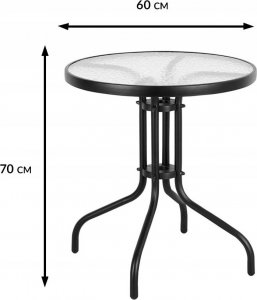 kontrast Stół stolik szklany kawowy balkon taras BERGAMO 60  czarny 3