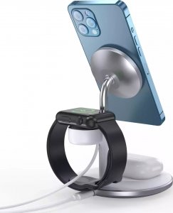 Ładowarka 4kom.pl Ładowarka magnetyczna Choetech 3w1 Stojak biurkowy do MagSafe do Apple iPhone AirPods Pro i Watch Biała 2