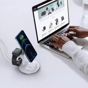 Ładowarka 4kom.pl Ładowarka magnetyczna Choetech 3w1 Stojak biurkowy do MagSafe do Apple iPhone AirPods Pro i Watch Biała 8