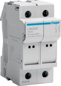 Hager Modułowa podstawa bezpiecznikowa 2P 32A 690V LSN502 10x38mm 1
