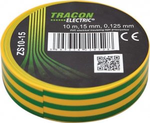Tracon Electric Taśma izolacyjna 10mx15mm żółto-zielony 1