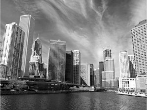 DecoNest Fototapeta - Panorama Chicago (black and white) - 300X231 1