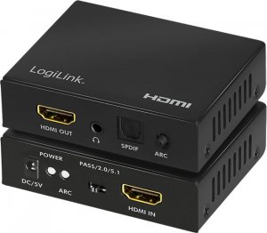 Adapter AV LogiLink HDMI Ekstraktor audio, 2CH/5.1CH, SPDIF, 4K/60Hz, czarny 3