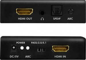 Adapter AV LogiLink HDMI Ekstraktor audio, 2CH/5.1CH, SPDIF, 4K/60Hz, czarny 5