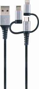 Kabel USB Schwaiger USB-A - USB-C + microUSB + Lightning 1.5 m Czarny (LKU100533) 1