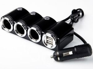 Global Technology Adapter Car Fire WF1503 3 porty, 2 x USB, czarny 1