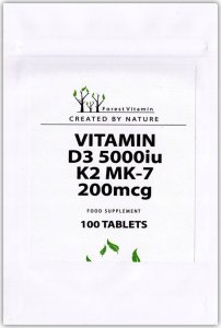 FOREST Vitamin FOREST VITAMIN Vitamin D3 5000IU K2 MK-7 200mcg 100tabs 1