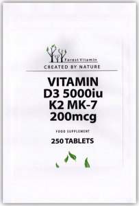 FOREST Vitamin FOREST VITAMIN Vitamin D3 5000IU K2 MK-7 200mcg 250tabs 1