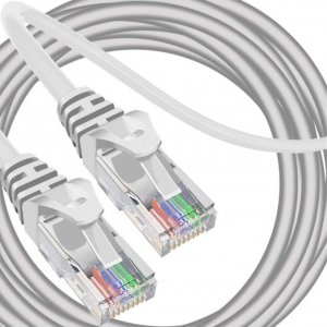 4kom.pl Kabel przewód sieciowy szybki Skrętka Gold LAN UTP 5E RJ-45 15m Biały 1