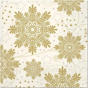 Paw Serwetki BN Lunch Tete a Tete Snowflakes gold 33x33 20szt./op. 1