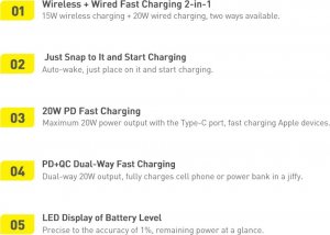 Powerbank Baseus Magnetic Mini 20W 10000mAh Różowy 5