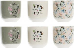 DKD Home Decor Zestaw filiżanek do kawy DKD Home Decor Motyle Porcelana Beżowy Różowy (120 ml) 1