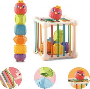 Woopie WOOPIE Elastyczna Kostka Sensoryczna Sorter dla Dzieci Zwierzątka + Grzechotka 7 el. 2