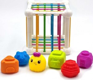Woopie WOOPIE Elastyczna Kostka Sensoryczna Sorter dla Dzieci Zwierzątka + Grzechotka 7 el. 5