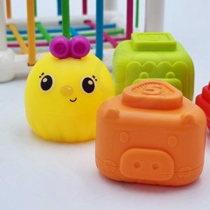 Woopie WOOPIE Elastyczna Kostka Sensoryczna Sorter dla Dzieci Zwierzątka + Grzechotka 7 el. 9