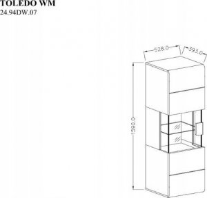 Helvetia Witryna biały połysk 159 x 53 x 39 cm MebleHOT TOLEDO 4