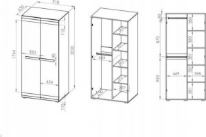 ML Meble Szafa Blanco 92 x 202 x 65 cm biały Lustro: Bez lustra, z wyposażeniem 4