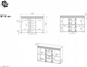 ML Meble Komoda artis 138 x 40 x 94cm dąb artisan 8