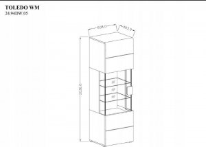 Helvetia Witryna biały połysk 204 x 61 x 39 cm MebleHOT TOLEDO 4