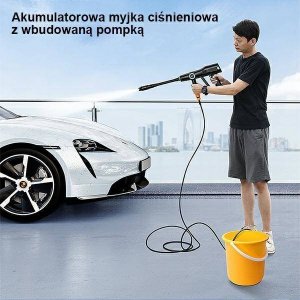 Myjka ciśnieniowa Usams Myjka ciśnieniowa USAMS 5000 mAh + wąż ogrodowy 5m czarny/black US-ZB252 3