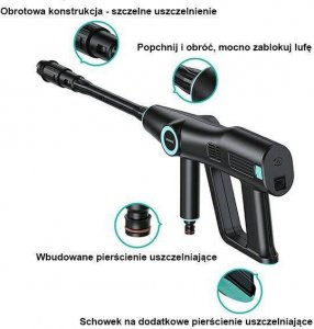 Myjka ciśnieniowa Usams Myjka ciśnieniowa USAMS 5000 mAh + wąż ogrodowy 5m czarny/black US-ZB252 8