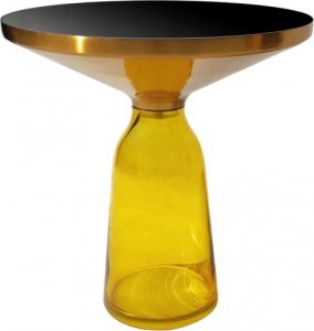 Artehome Bottle  table stolik kawowy żółto-złoty osadzony na szklanej nodze 50/53 cm 1