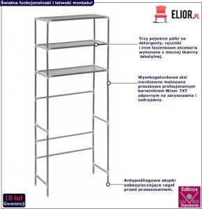 Elior Srebrne półki nad pralkę tekstylne - Dexo 3X 2