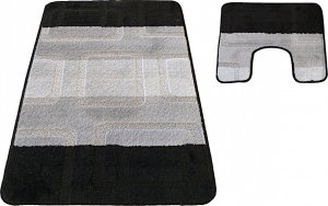 Profeos Czarne miękkie wzorzyste dywaniki łazienkowe - Amris 4X 1