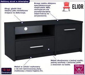 Elior Czarna szafka pod telewizor z półką - Karix 3