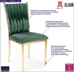 Elior Zielone welurowe krzesło glamour - Megi 2