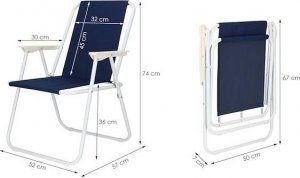Springos Krzesła turystyczne 2 szt. składane na plażę i do ogrodu granatowe UNIWERSALNY 3