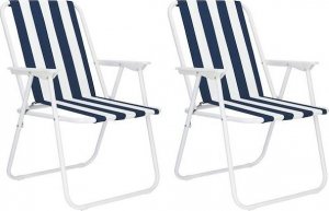 Springos Krzesła turystyczne 2 szt. składane na plażę i do ogrodu granatowe pasy UNIWERSALNY 13