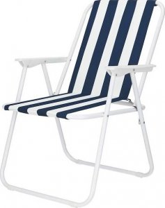Springos Krzesła turystyczne 2 szt. składane na plażę i do ogrodu granatowe pasy UNIWERSALNY 3