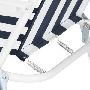Springos Krzesła turystyczne 2 szt. składane na plażę i do ogrodu granatowe pasy UNIWERSALNY 7