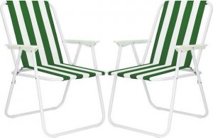 Springos Krzesła turystyczne składane 2 szt. na plażę i do ogrodu zielone pasy UNIWERSALNY 1