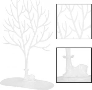 Springos Stojak na biżuterię drzewo 41x25x15 cm ozdobny organizer na kolczyki biały jeleń UNIWERSALNY 8