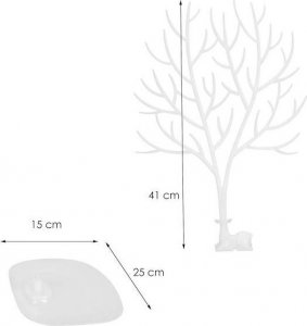 Springos Stojak na biżuterię drzewo 41x25x15 cm ozdobny organizer na kolczyki biały jeleń UNIWERSALNY 9