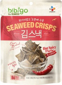 CHEILJEDANG Chipsy Seaweed Crisps z brązowego ryżu i wodorostów Hot Spicy 20g - CJ Bibigo 1