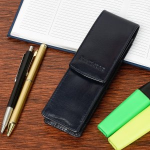 Piórnik Beltimore Etui na długopisy pojemne granatowe skórzane Beltimore G91 4