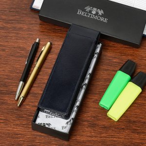 Piórnik Beltimore Etui na długopisy pojemne granatowe skórzane Beltimore G91 5