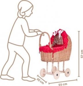 WickerPL Lulu wiklinowy wózek dla lalek z pościelą 55x30 H57 cm 1